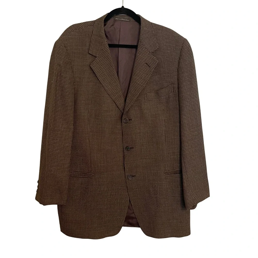 Ermenegildo Zegna Soft Brown Micro Houndstooth Blazer Sport Coat Switzerland